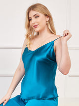 [Azul Real] SilkSilky-ES Spalline Sottili Cuello en V Top de tirantes talla grande 005