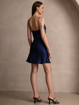 [Azul Oscuro] SilkSilky-ES Spaghetti Strap Cowl Neck Vestido 002
