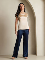 [Champán] SilkSilky-ES Sleeveless Round Neck Top de tirantes 004