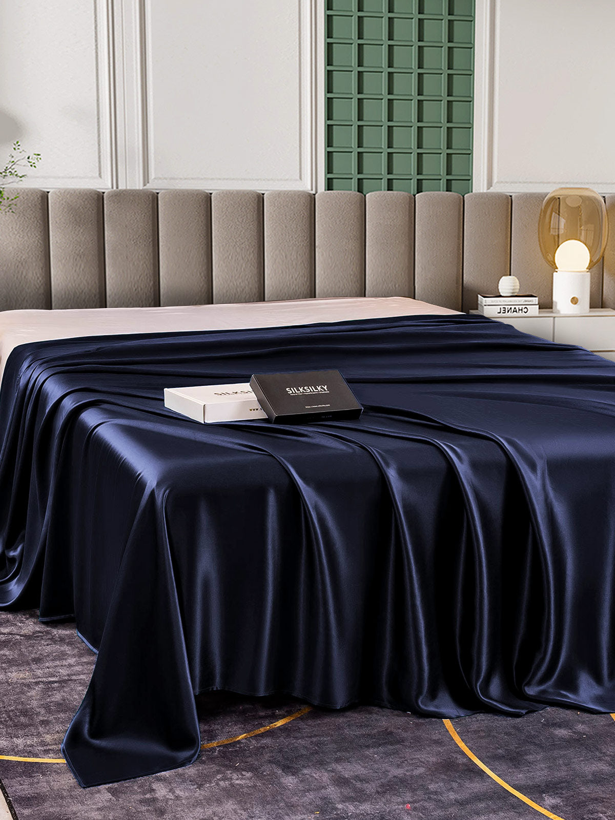 [Azul Oscuro] SilkSilky-ES 25Momme Seda Pura Sheet 003