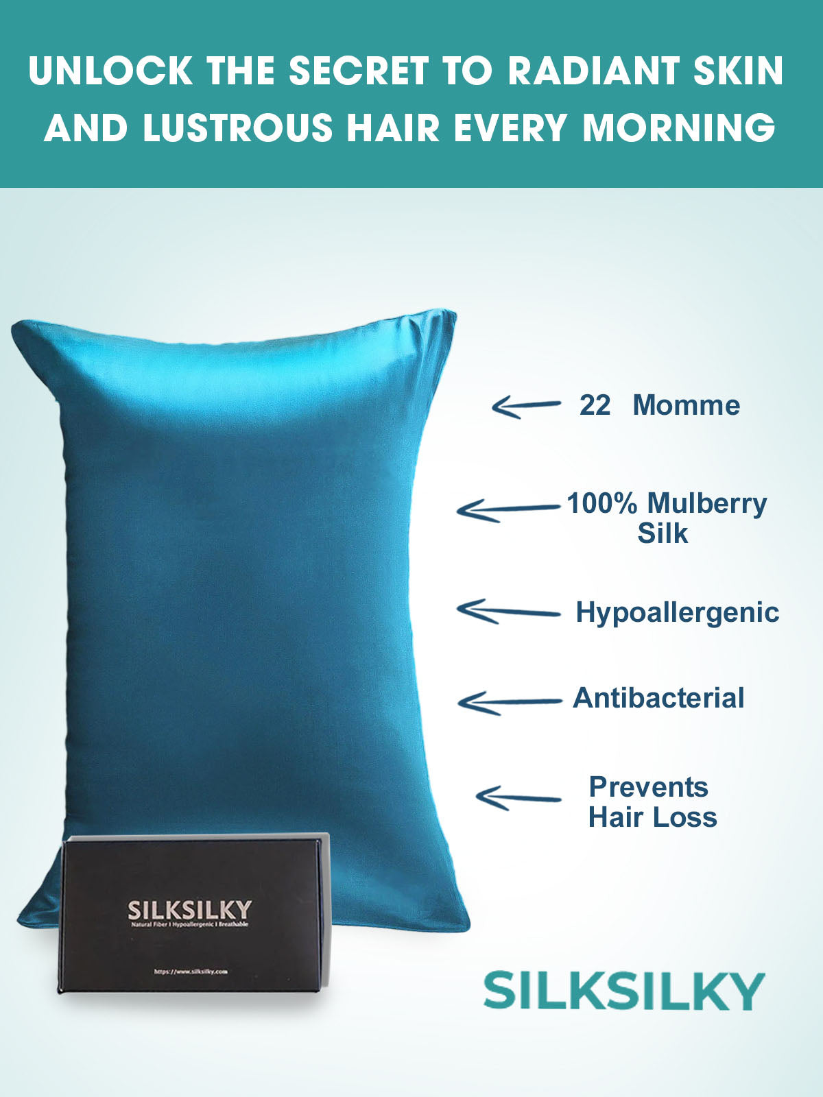 [Azul Real] SilkSilky-ES 22Momme Seda Pura Pillowcase 003