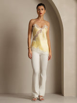 [Amarillo Claro] SilkSilky-ES Spaghetti Strap V Neck Top de tirantes 007