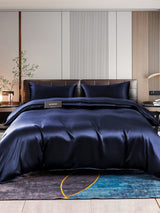 [Azul Oscuro] SilkSilky-ES 22Momme Seda Pura Bedding Set 001,