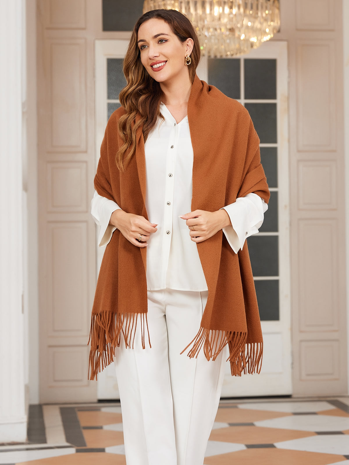 [Marrón] SilkSilky-ES Lana Scarf 003