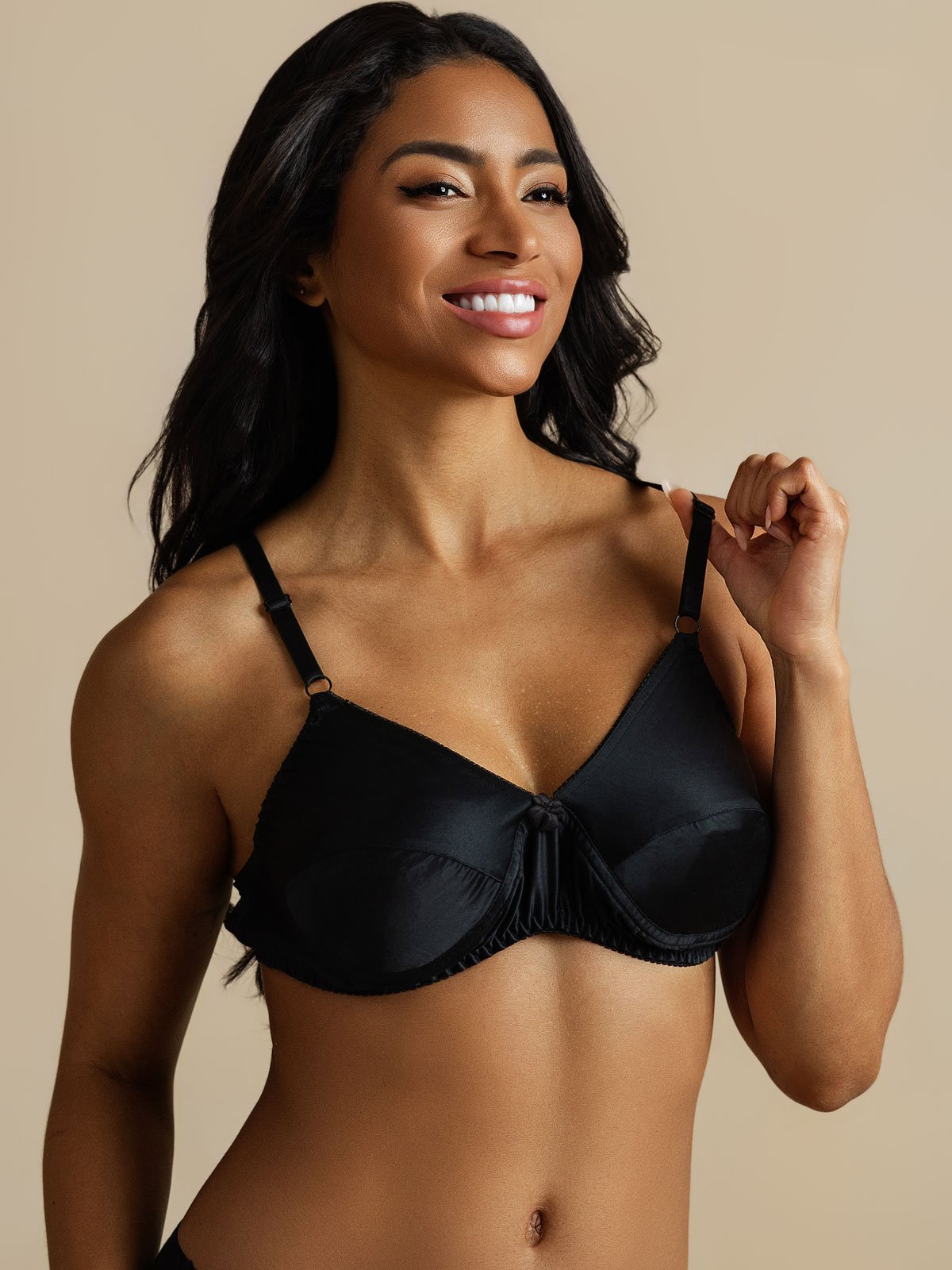 [Negro] SilkSilky-ES Seda Pura Bra 005,