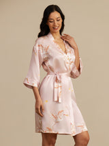 [Rosa] SilkSilky-ES 3/4 Sleeve Bata de mujer 007