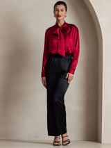 [Vino] SilkSilky-ES Long Sleeve Tie Neck Blusas 006