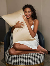[Beige] SilkSilky-ES 22Momme Seda Pura Pillowcase 002