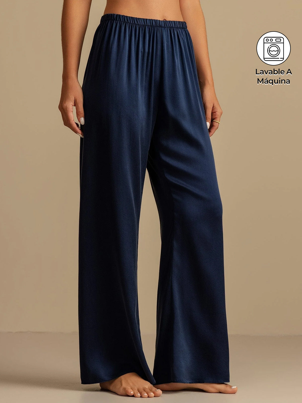 [Azul Oscuro] SilkSilky-ES 19Momme Seda Womens Sleep Bottoms 001