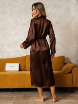 [Marrón] SilkSilky-ES Long Sleeve Bata de mujer 002
