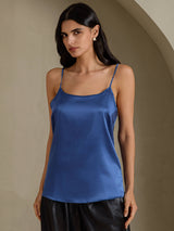 [Verde Azulado Real] SilkSilky-ES Spaghetti Strap Top de tirantes 001