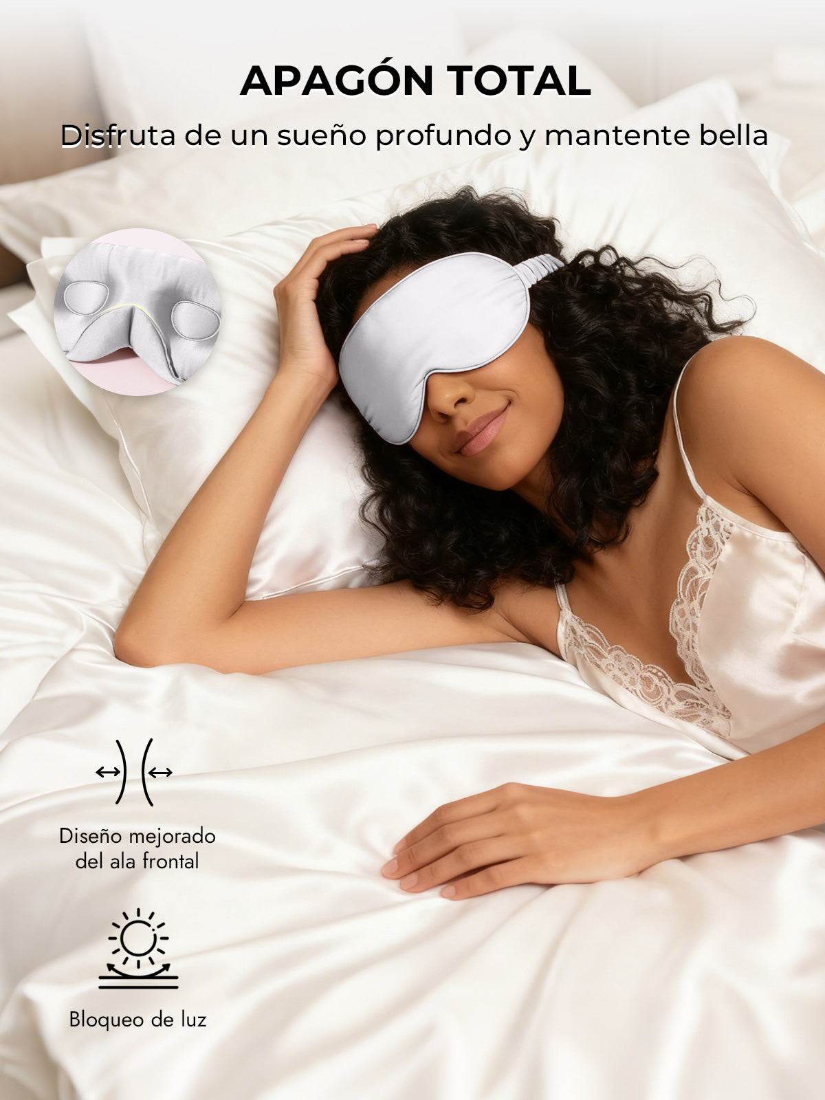 [Gris Claro] SilkSilky-ES Seda Pura Eye Mask 005