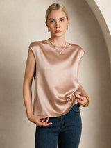 [Toscana] SilkSilky-ES Cap Sleeve Round Neck Camisetas de Mujer 007