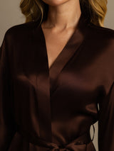 [Café] SilkSilky-ES 3/4 Sleeve Bata de mujer 008