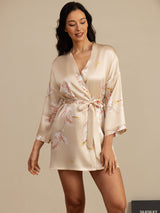 [Champán] SilkSilky-ES 3/4 Sleeve Bata de mujer 004