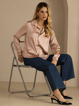 [Toscana] SilkSilky-ES Long Sleeve Lapel Collar Blusas de Mujer 006