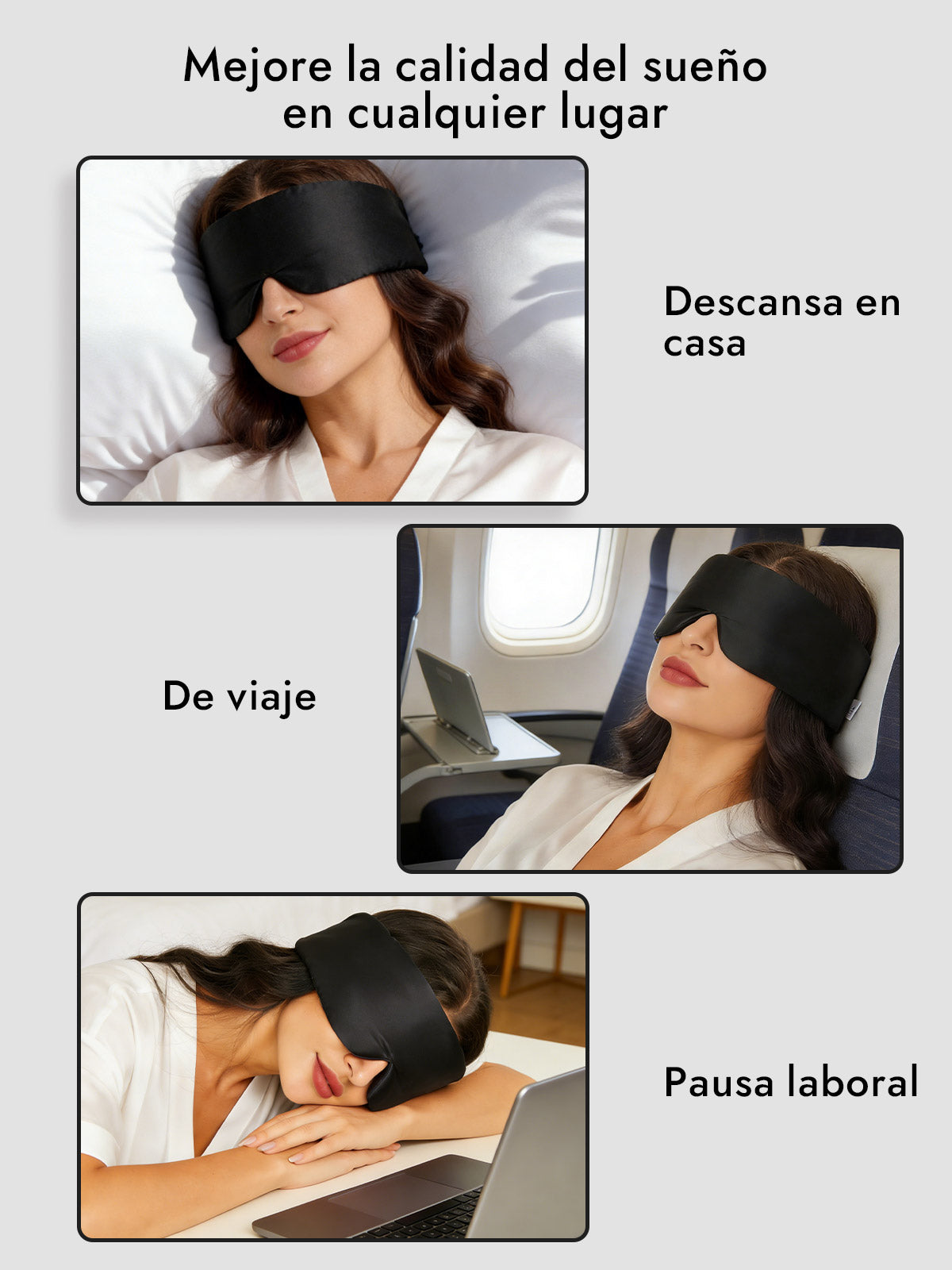 [Negro] SilkSilky-ES 19Momme Pure Silk Eye Mask 006