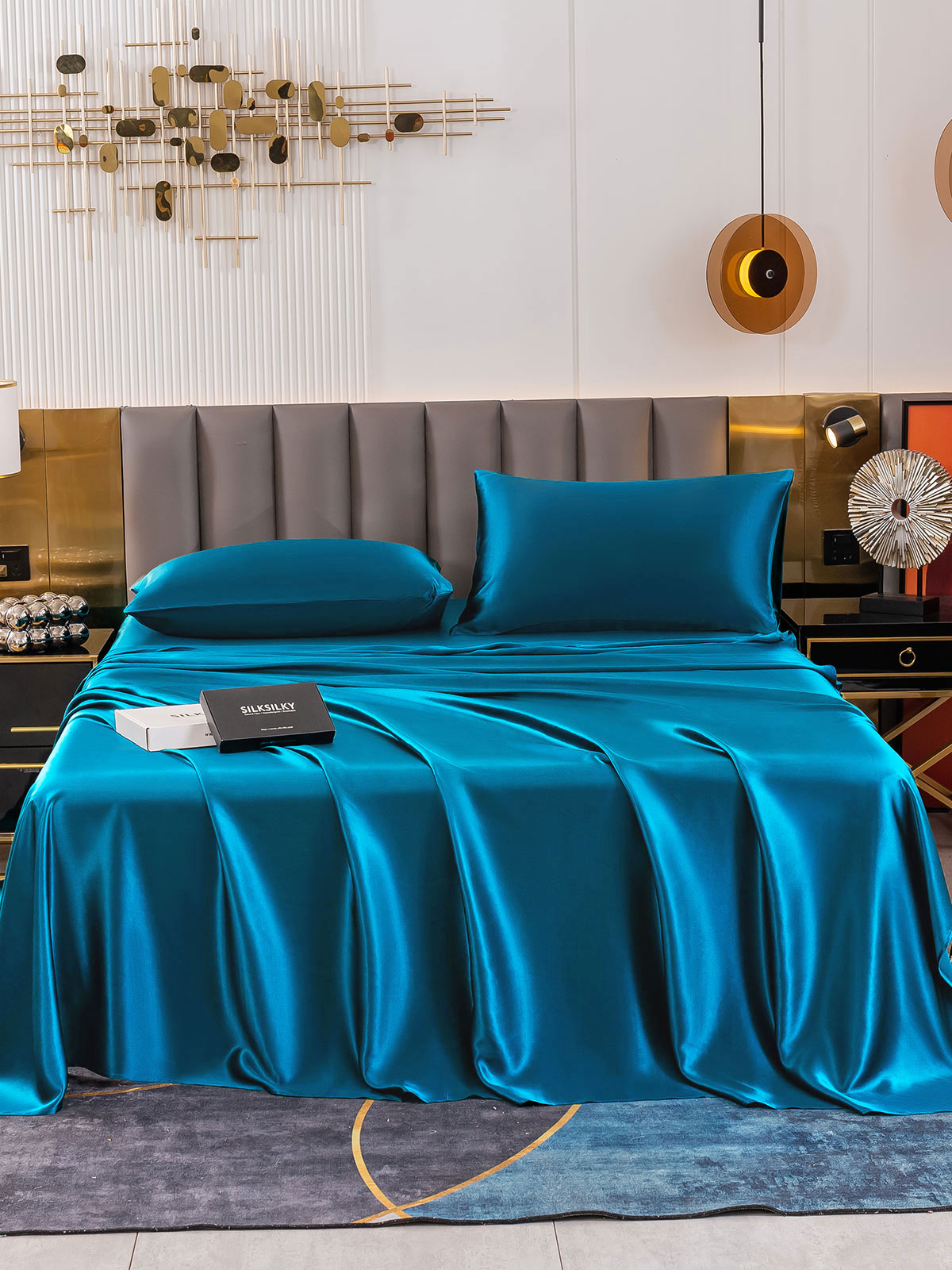 [Azul Real] SilkSilky-ES 19Momme Seda Pura Bedding Set 002