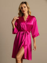 [Rosa Roja] SilkSilky-ES 3/4 Sleeve Bata de mujer 005