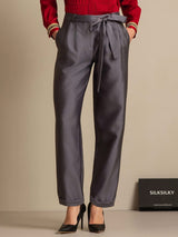[Gris] SilkSilky-ES 32Momme Seda Womens Pants 001