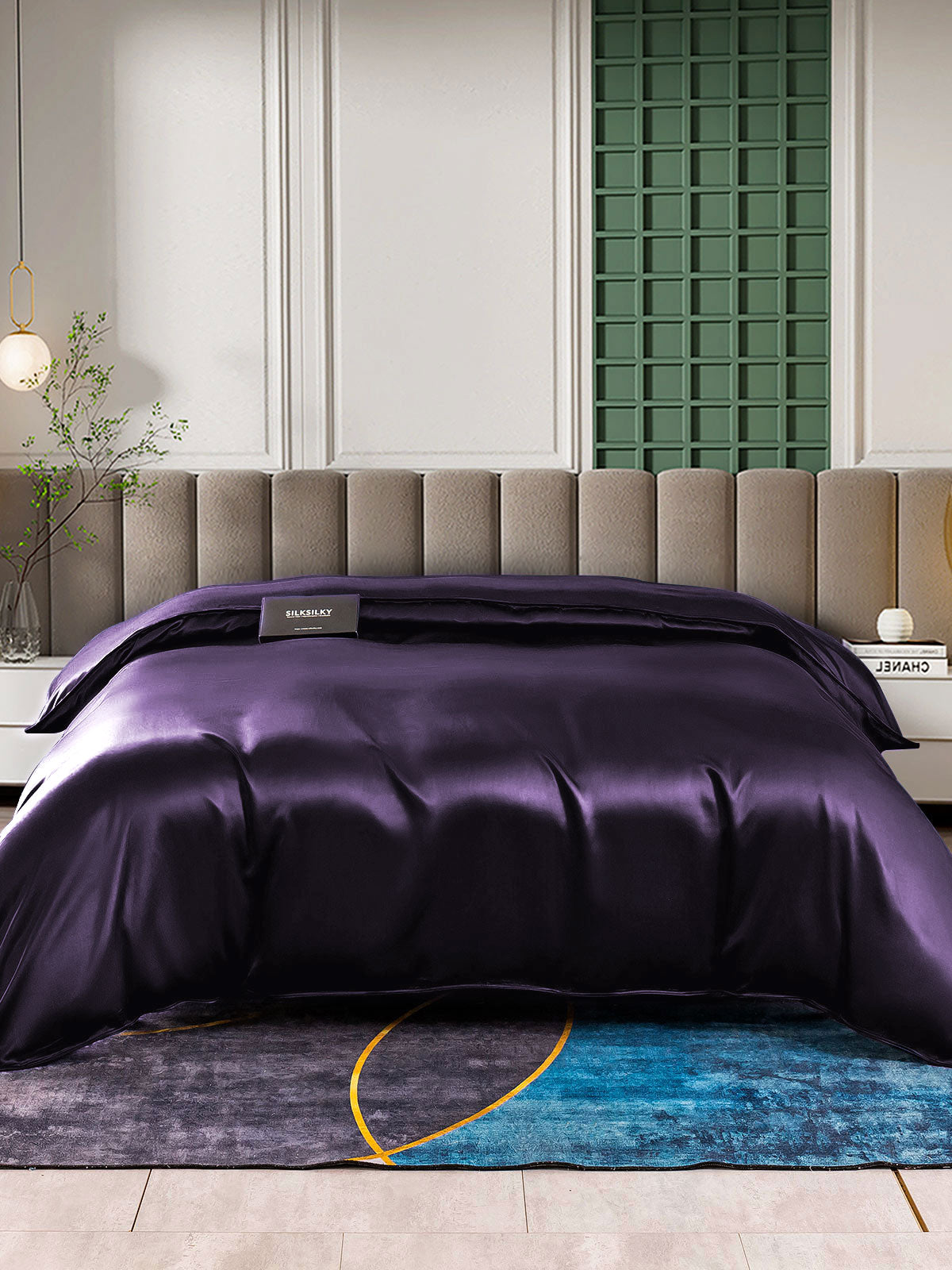 [Morado Oscuro] SilkSilky-ES 22Momme Seda Pura Duvet Cover 001,