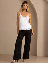 [Blanco] SilkSilky-ES V Neck Top de tirantes 007