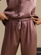 [Malva Pálido] SilkSilky-ES Long Sleeve Lapel Collar Pijamas de mujer 006