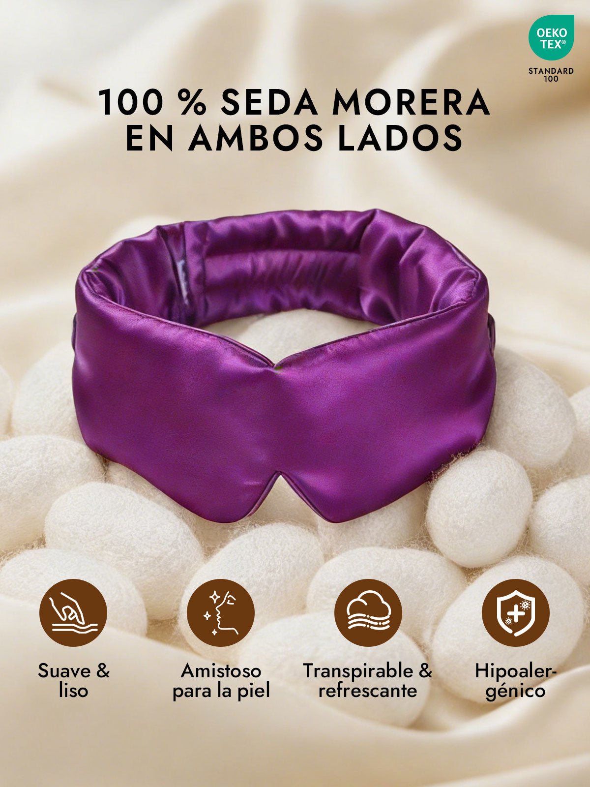 [Púrpura] SilkSilky-ES 19Momme Pure Silk Eye Mask 002