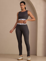 [Gris] SilkSilky-ES Sleeveless Crew Neck Women's Outfit Sets 005