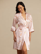 [Rosa] SilkSilky-ES 3/4 Sleeve Bata de mujer 001