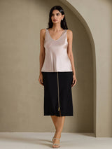 [Gris Sombra] SilkSilky-ES Sleeveless V Neck Top de tirantes 006