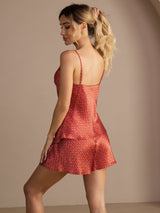 [Ginkgo Burdeos] SilkSilky-ES Spaghetti Strap V Neck Conjunto de tirantes 002