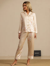 [Champán] SilkSilky-ES Long Sleeve Lapel Collar Pijamas de mujer 007