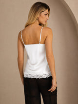 [Blanco] SilkSilky-ES V Neck Top de tirantes 002