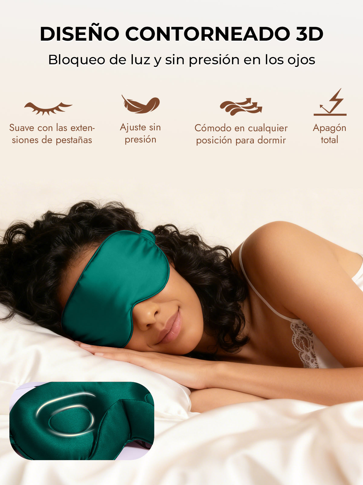 [Verde Oscuro] SilkSilky-ES Seda Pura Eye Mask 006