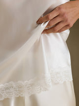 [Blanco] SilkSilky-ES V Neck Top de tirantes 005
