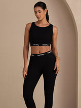 [Negro] SilkSilky-ES Sleeveless Crew Neck Women's Outfit Sets 008