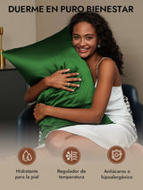 [Verde Oscuro] SilkSilky-ES 30Momme Fundas De Almohada 005