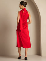 [Rojo] SilkSilky-ES Sleeveless Halter Vestido 002