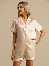 [Champán] SilkSilky-ES Short Sleeve Lapel Collar Pijamas de mujer 004