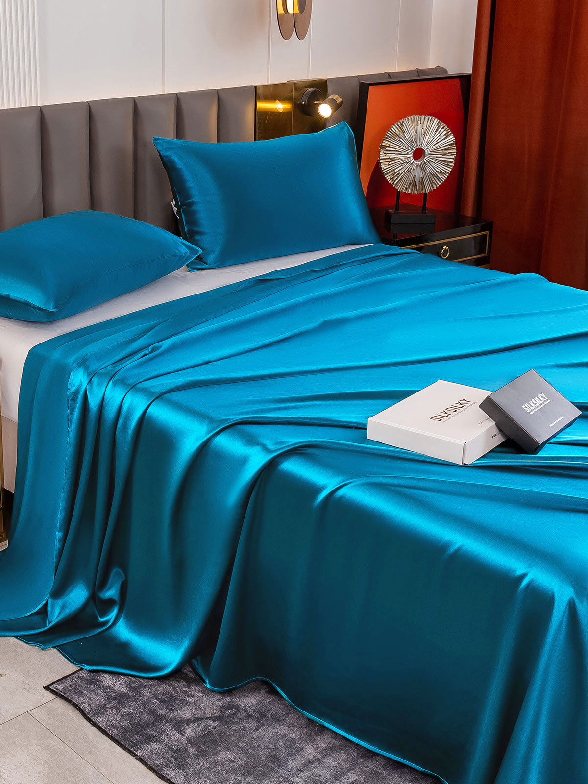 [Azul Real] SilkSilky-ES 19Momme Juego de ropa de cama 004
