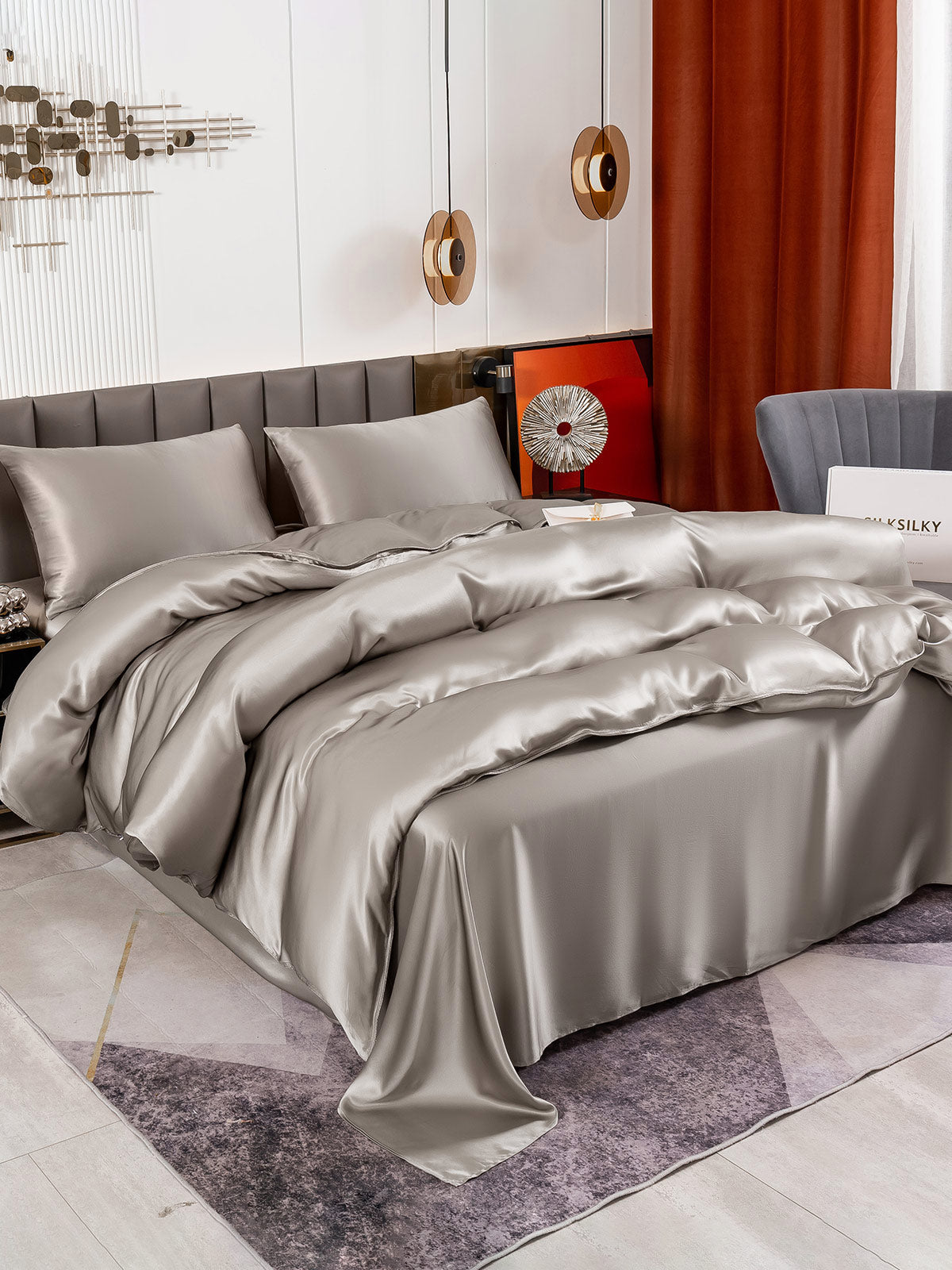 [Gris] SilkSilky-ES 19Momme Seda Pura Bedding Set 003