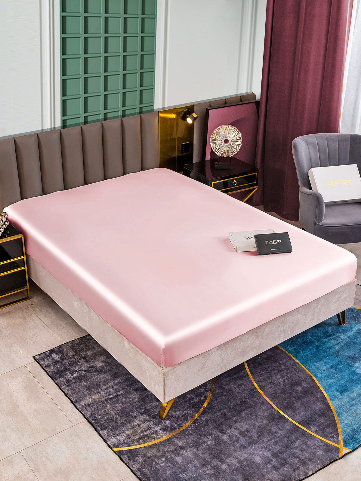 [Rosa] SilkSilky-ES 25Momme Seda Pura Sheet 001