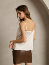 [Beige] SilkSilky-ES Spaghetti Strap Cowl Neck Top de tirantes 002