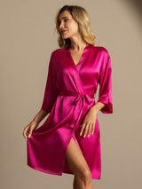 [Rosa Roja] SilkSilky-ES 3/4 Sleeve Bata de mujer 001