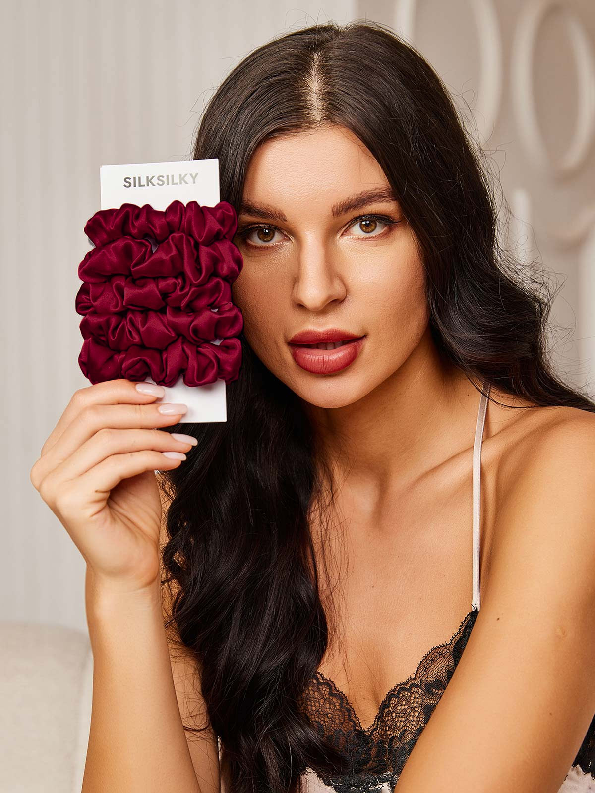 [Fucsia] SilkSilky-ES 19Momme Seda Pura Scrunchie 002