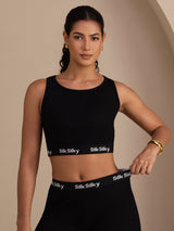 [Negro] SilkSilky-ES Sleeveless Crew Neck Women's Outfit Sets 003