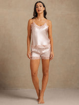 [Rosa] SilkSilky-ES Spaghetti Strap V Neck Conjunto de tirantes 006