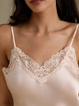 [Rosa] SilkSilky-ES Spaghetti Strap V Neck Camisón 004
