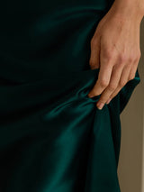 [Verde Oscuro] SilkSilky-ES Spaghetti Strap V Neck Vestido 005